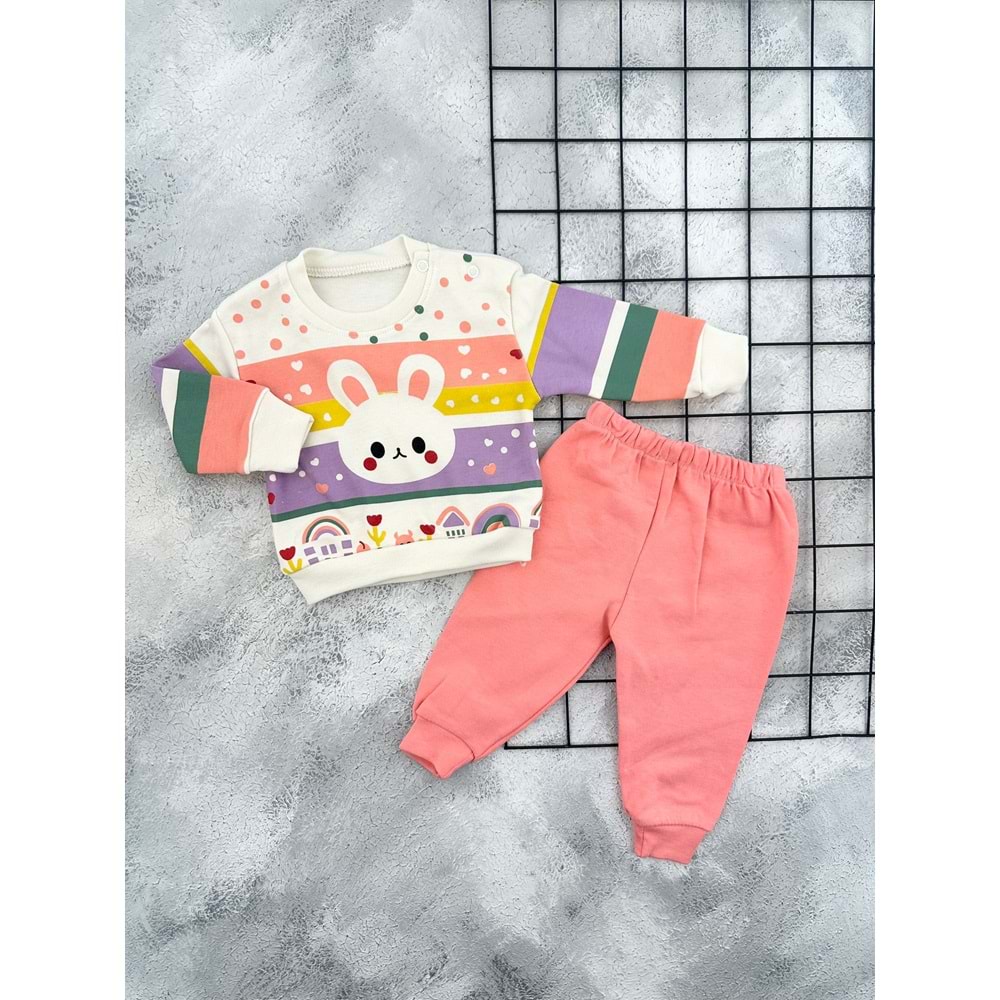 GONCA 842 TAVŞAN BASKILI MEVSİMLİK TAKIM - NAR ÇİÇEĞİ - 9 AY