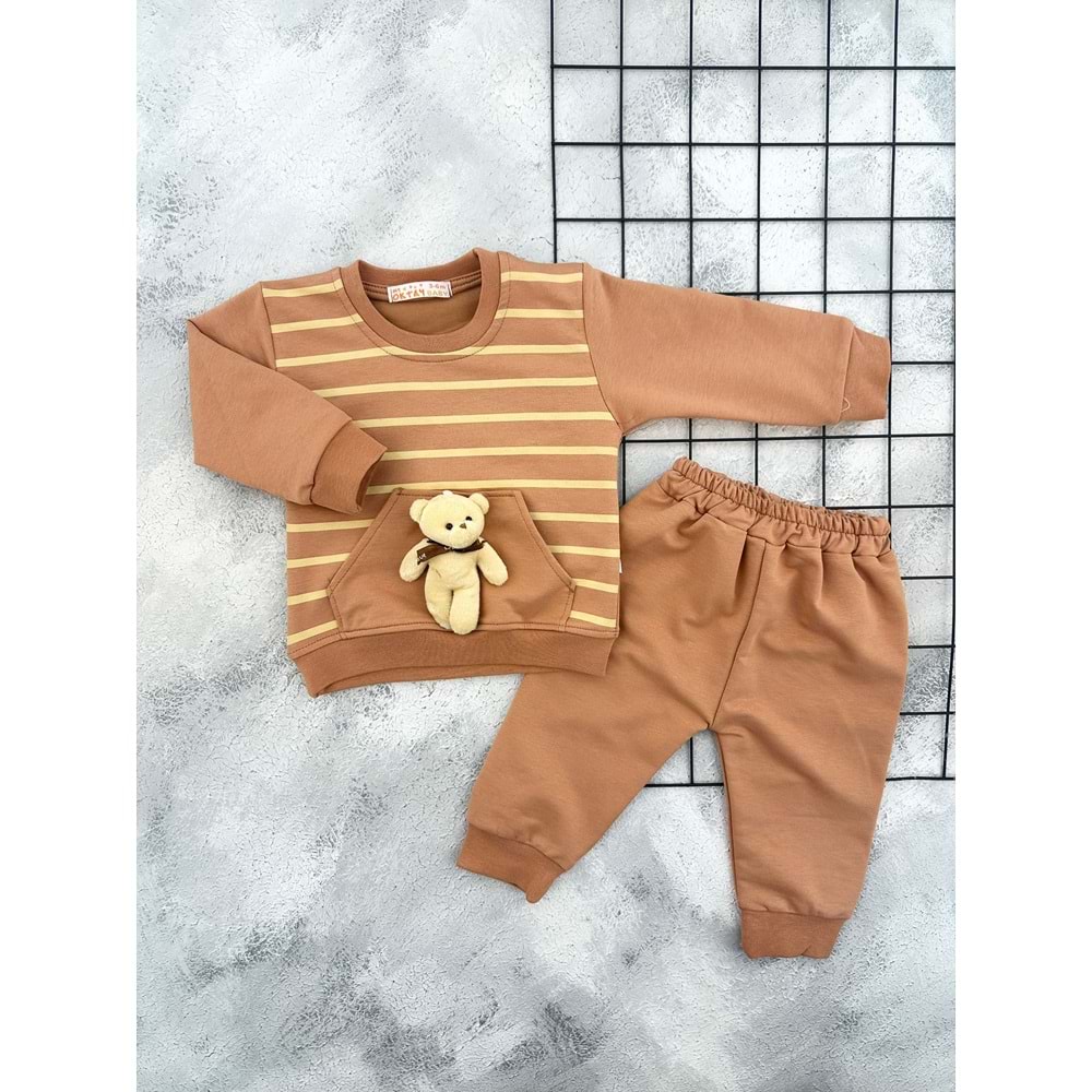 OKTAY 4398 AYI CEPLİ MEVSİMLİK TAKIM - KAHVE - 3-6 AY