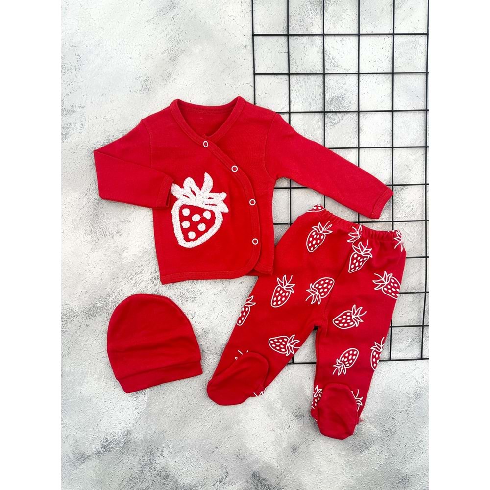 GONCA 4280 SÜZENE ÇİLEK ZIBIN TAKIM - KIRMIZI - 0-3 AY