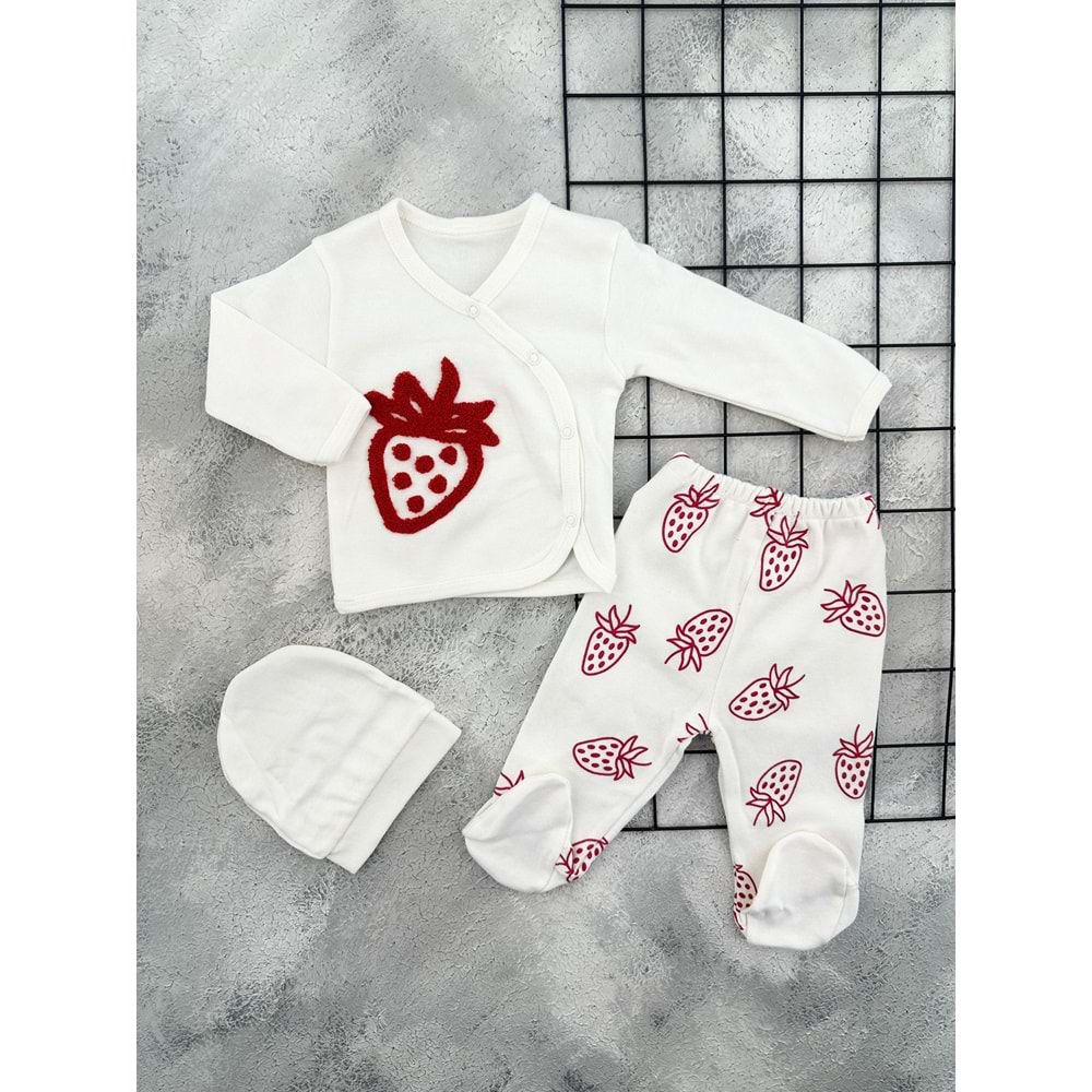 GONCA 4280 SÜZENE ÇİLEK ZIBIN TAKIM - KREM - 0-3 AY