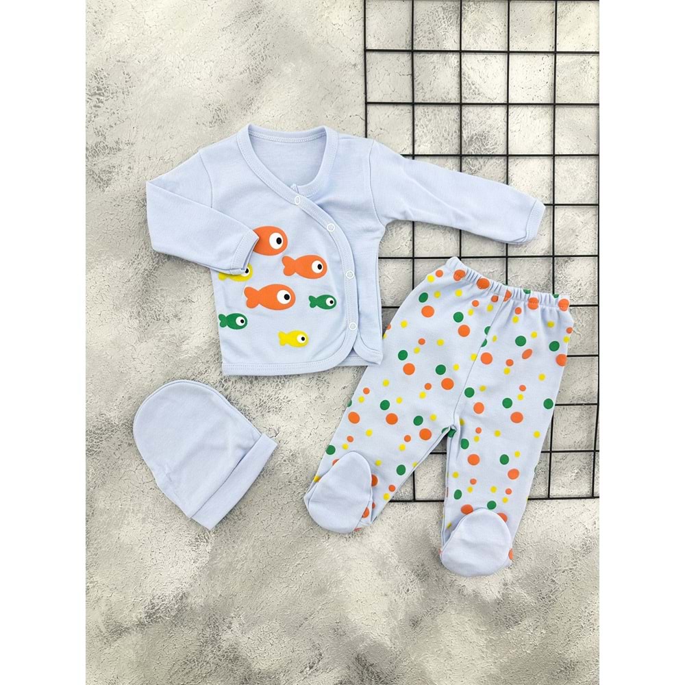 GONCA 4277 BALIKLAR ZIBIN TAKIM - MAVİ - 0-3 AY