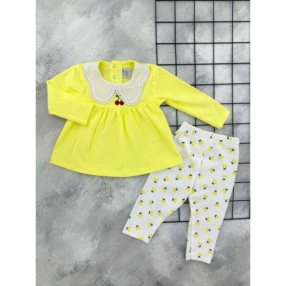 NAZAR 26129 KİRAZ BASKILI MEVSİMLİK TAKIM - SARI - 9 AY