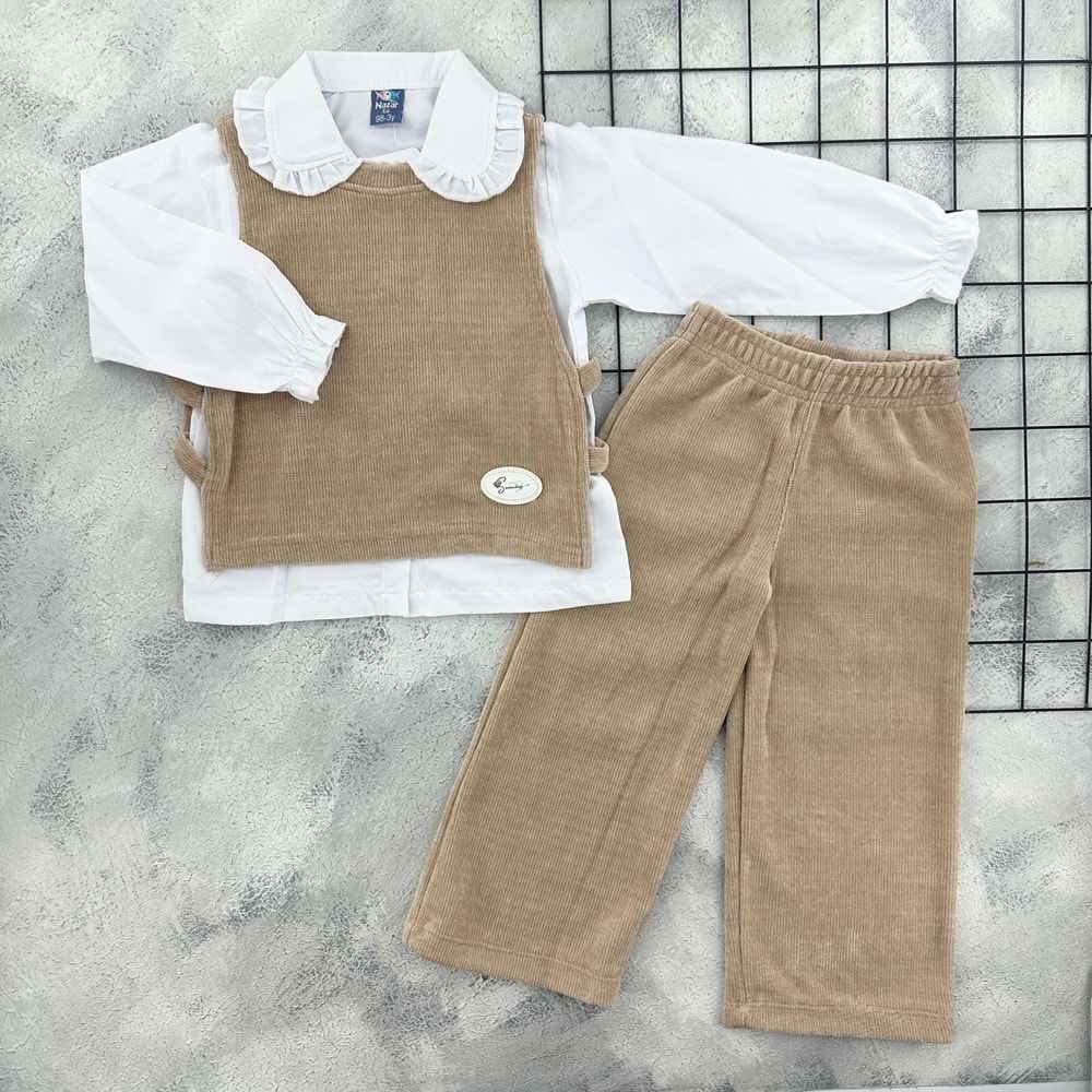 NAZAR 26046 ÜÇLÜ KADİFE TAKIM - SÜTLÜ KAHVE - 5 YAŞ