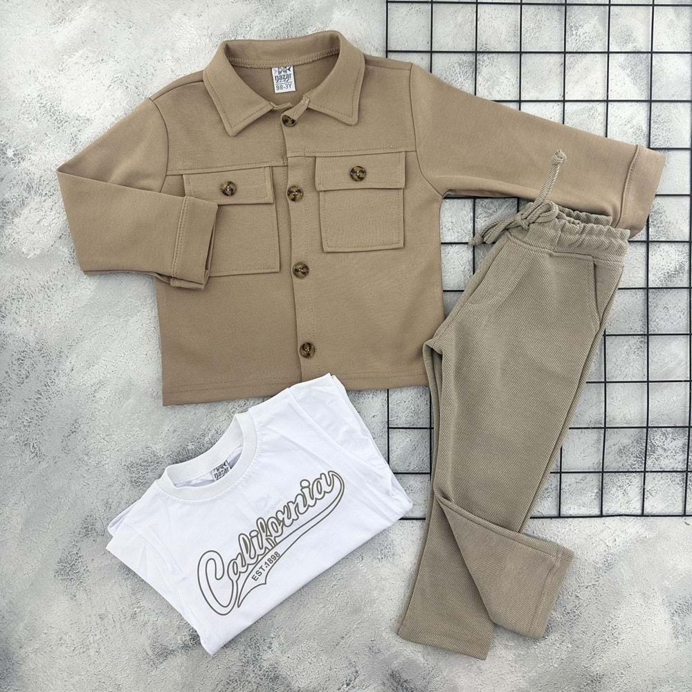 NAZAR 26020 CEKETLİ 3 LÜ TAKIM - SÜTLÜ KAHVE - 4 YAŞ