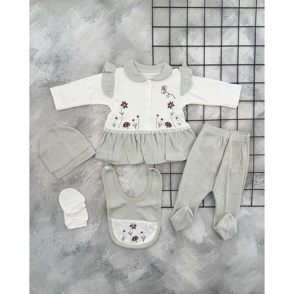 BABY ZUHU 0975 ÇİÇEK BAHÇESİ 5 Lİ ZIBIN SET - YEŞİL - 0 AY