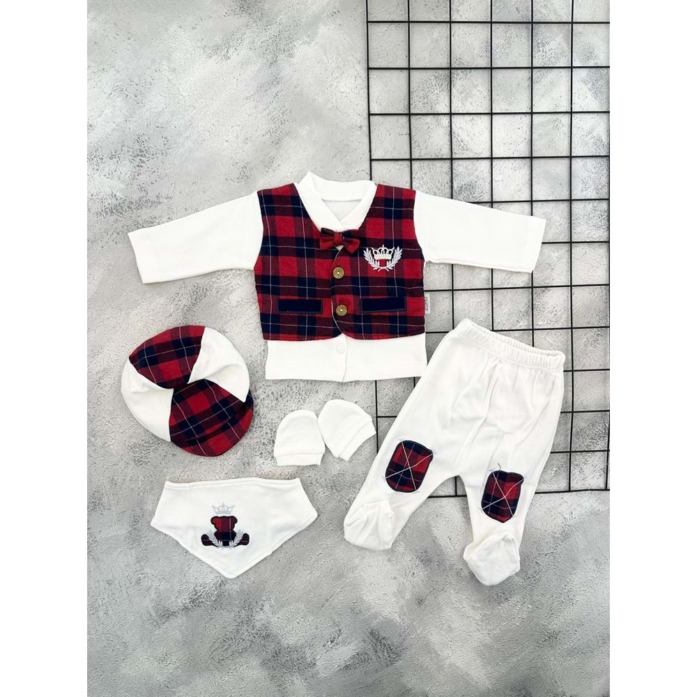 BABY ZUHU 0976 AYICIK NAKIŞLI 5 Lİ ZIBIN SET - KIRMIZI - 0 AY