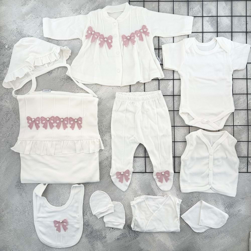 BABY ZUHU 0959 İNCİLİ 11 Lİ ZIBIN SET - KREM - 0 AY