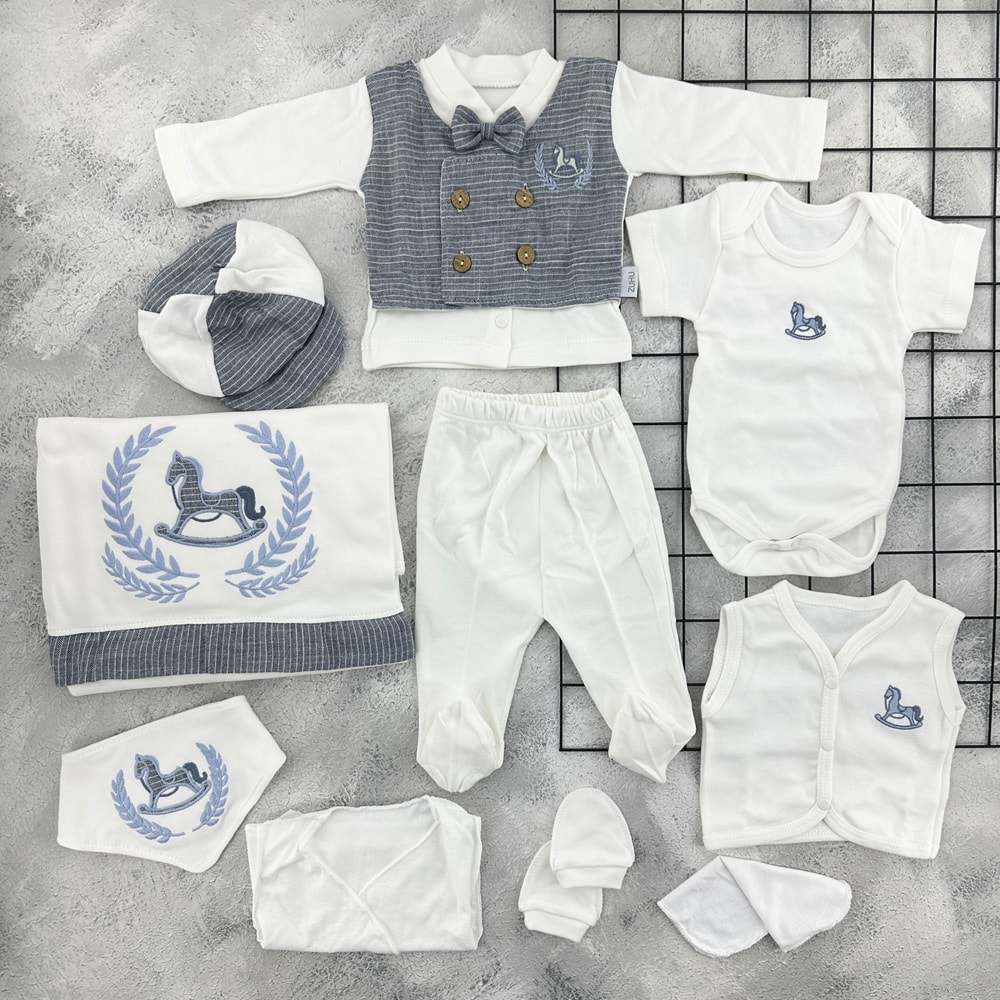 BABY ZUHU 0956 AT NAKIŞLI 11 Lİ ZIBIN SET - MAVİ