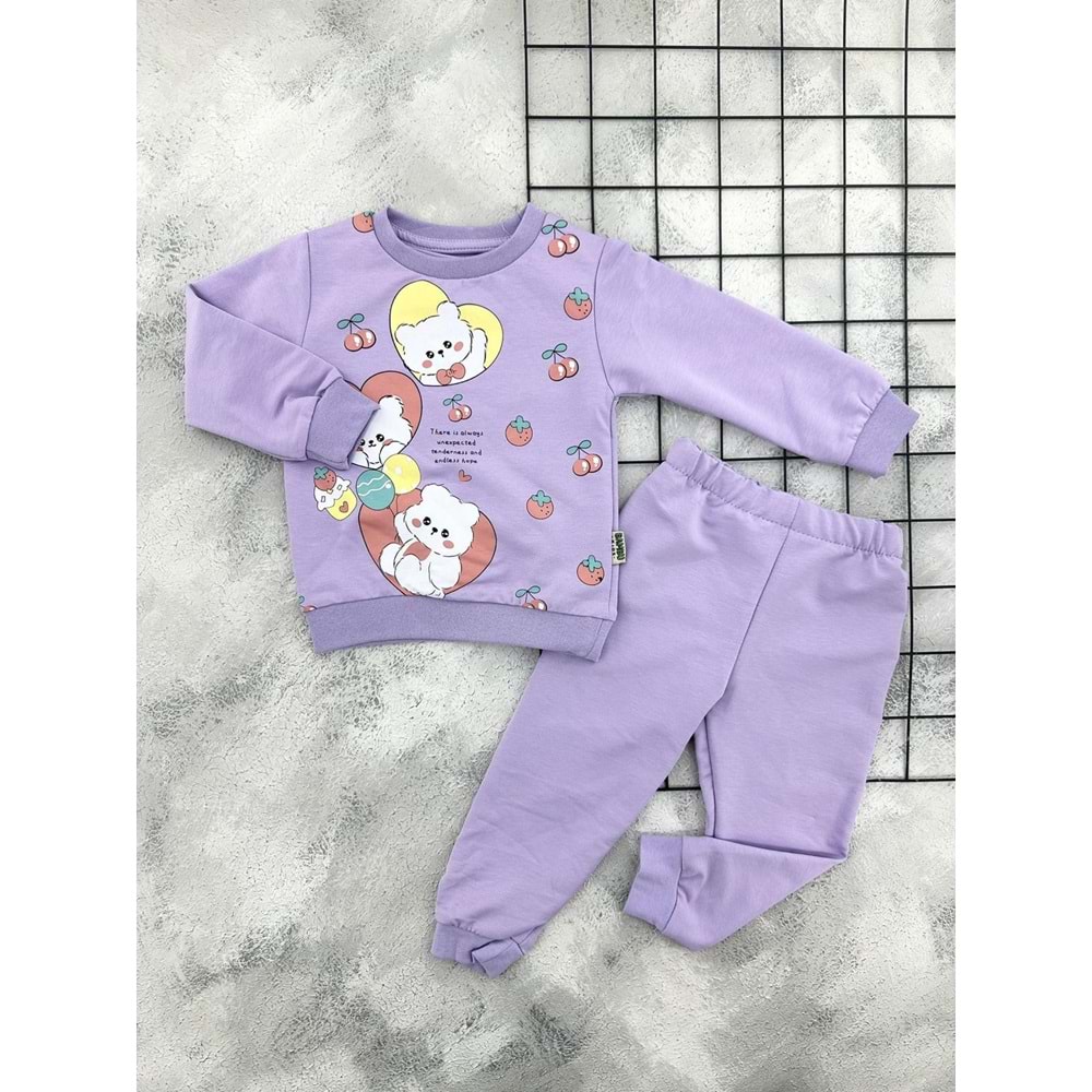 BAMBU 4523 AYICIK BASKILI MEVSİMLİK TAKIM - LİLA - 4 YAŞ