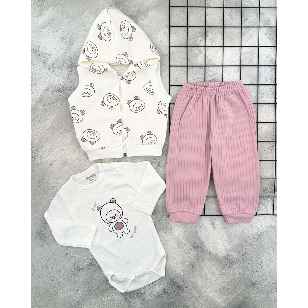 NAFİTTO 1473 ŞAPKALI CİVCİV 3 LÜ MEVSİMLİK TAKIM - MÜRDÜM - 18 AY