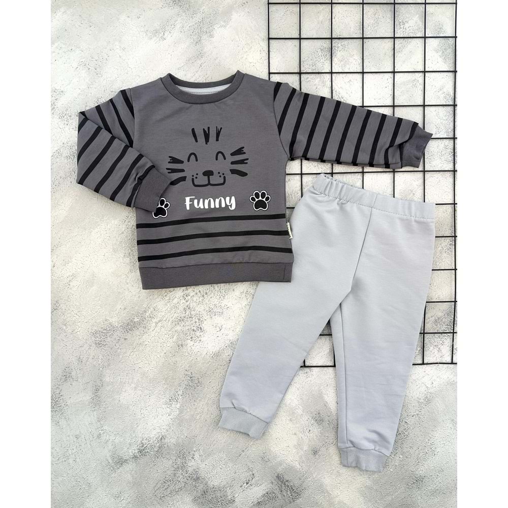 BAMBU 4526 ASLAN YÜZ MEVSİMLİK TAKIM - FÜME - 1 YAŞ