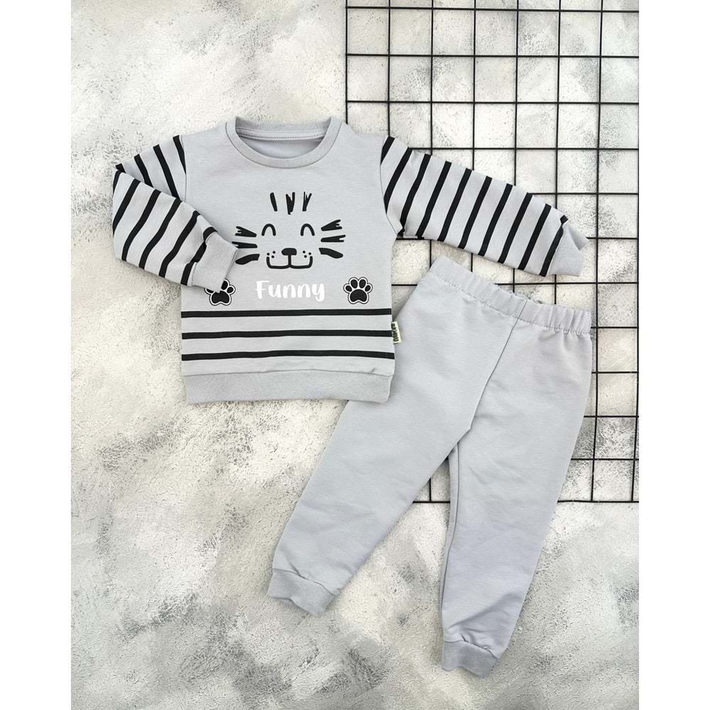 BAMBU 4526 ASLAN YÜZ MEVSİMLİK TAKIM - GRİ - 1 YAŞ