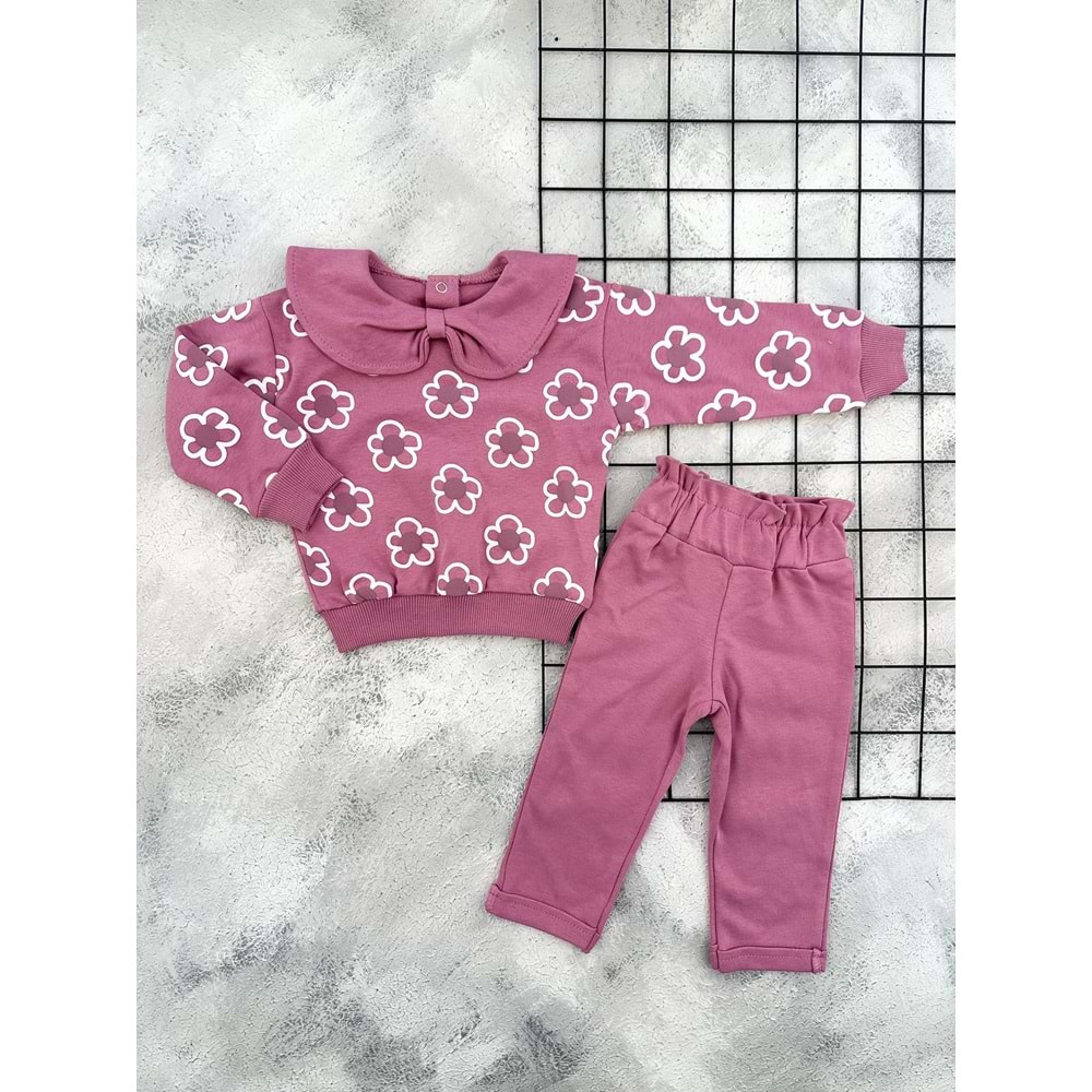 NAZAR 26138 PAPATYA BASKILI MEVSİMLİK TAKIM - MÜRDÜM - 24 AY