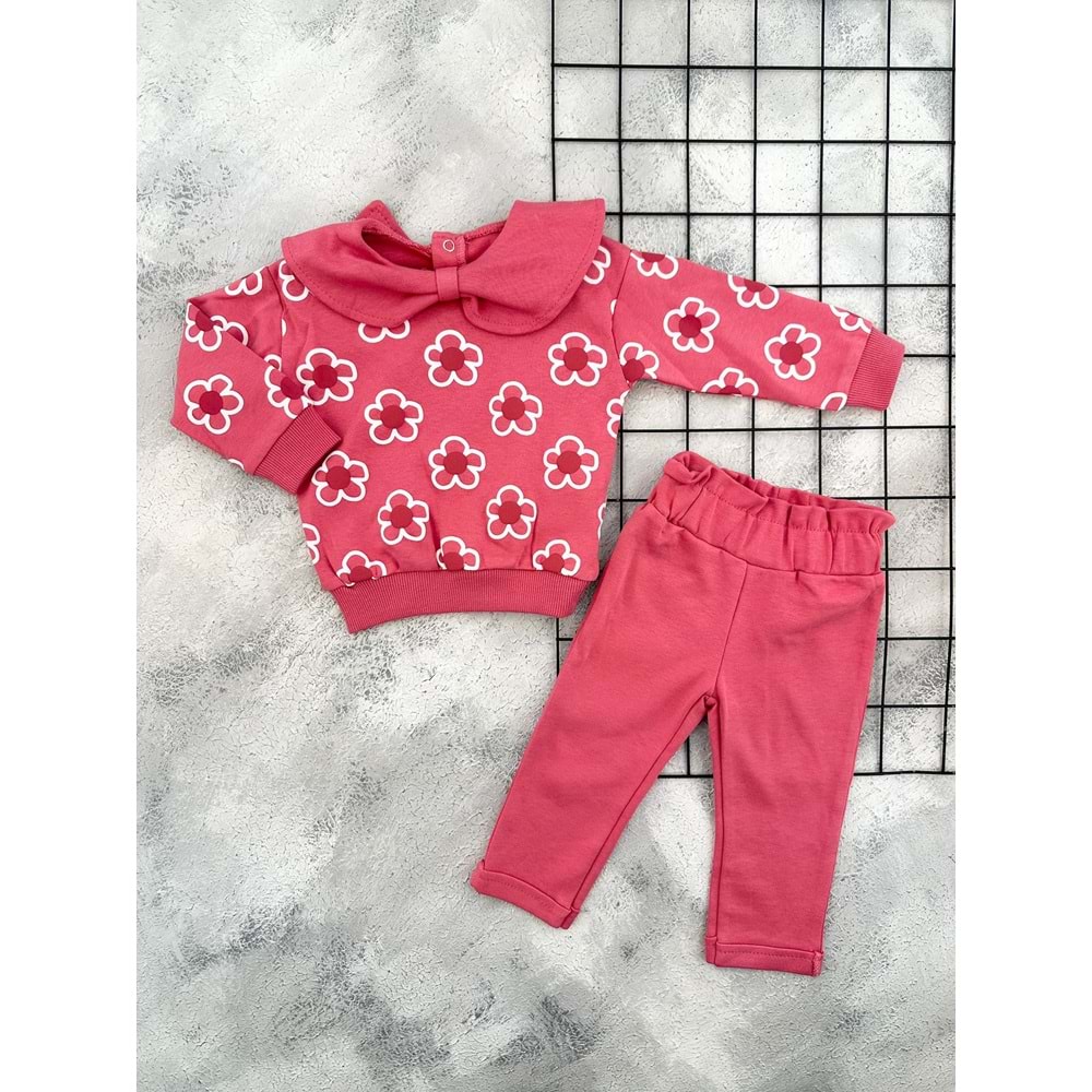 NAZAR 26138 PAPATYA BASKILI MEVSİMLİK TAKIM - NAR ÇİÇEĞİ - 18 AY