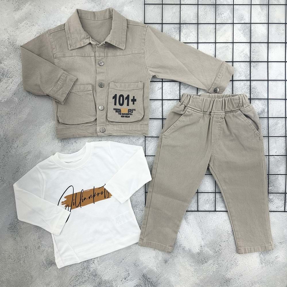 ECOO 3707 CEKETLİ KOT TAKIM - GRİ - 1 YAŞ