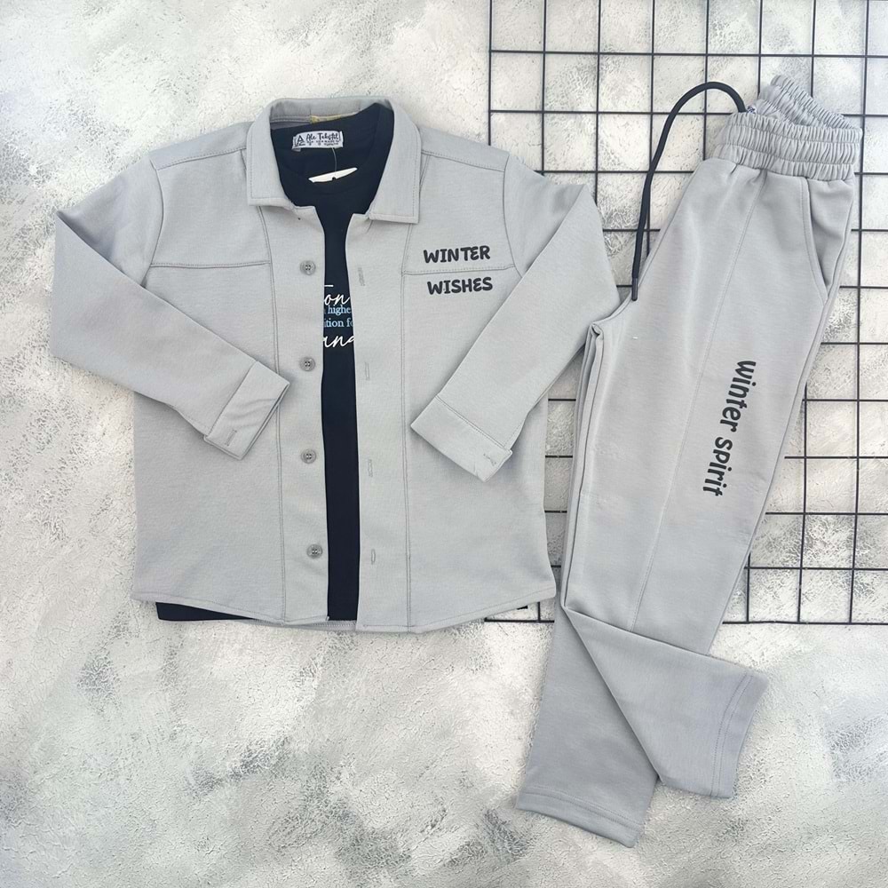 ALC 4005 VISHES BASKILI YELEK TAKIM - GRİ - 8 YAŞ