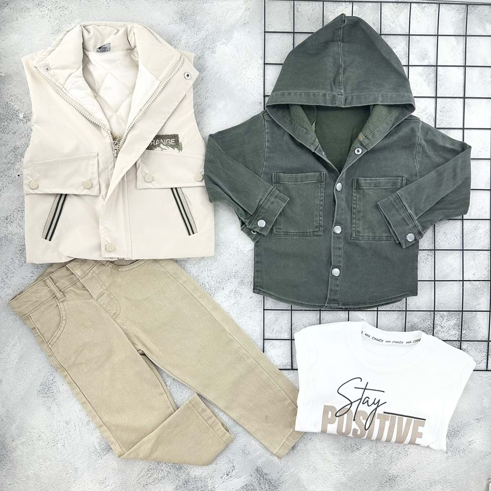 CANÖZ 3604 RANGE NAKIŞ 4 LÜ YELEK TAKIM - BEJ - 4 YAŞ