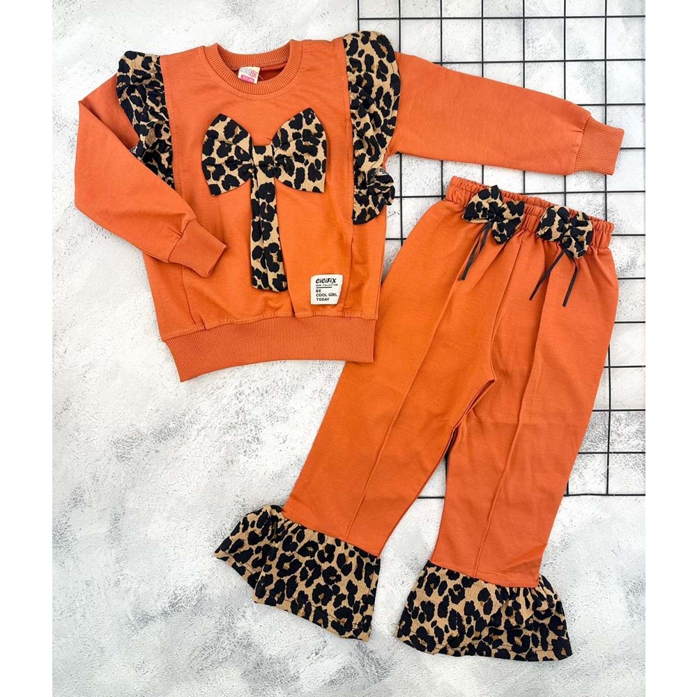 CİCİFİX 2026 LEOPAR FİYONKLU MEVSİMLİK TAKIM - KİREMİT - 6-7 YAŞ