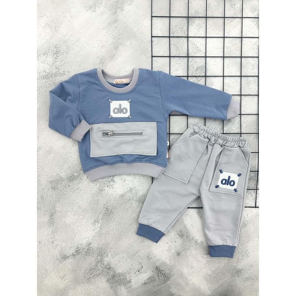 OKTAY 4420 ALO NAKIŞLI MEVSİMLİK TAKIM - MAVİ - 3-6 AY