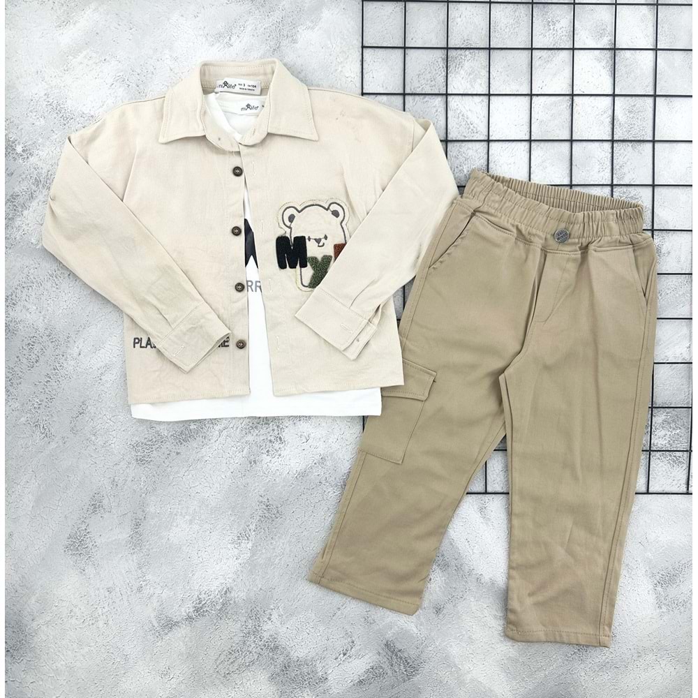 MİNİ LIFE 6406 SÜZENE AYI NAKIŞLI 3 LÜ TAKIM - BEJ - 4 YAŞ