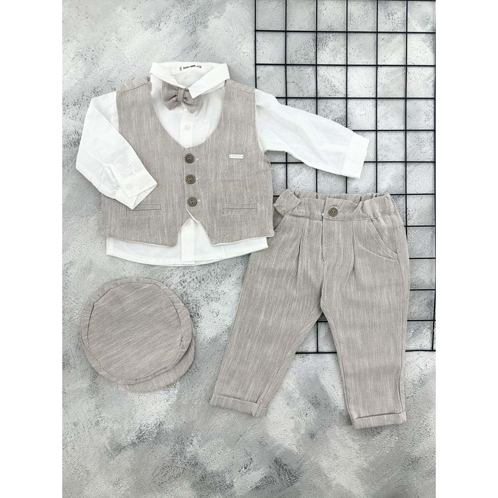 BEBİÇO 5438 ŞAPKALI TAKIM ELBİSE - KAHVE - 12-18 AY