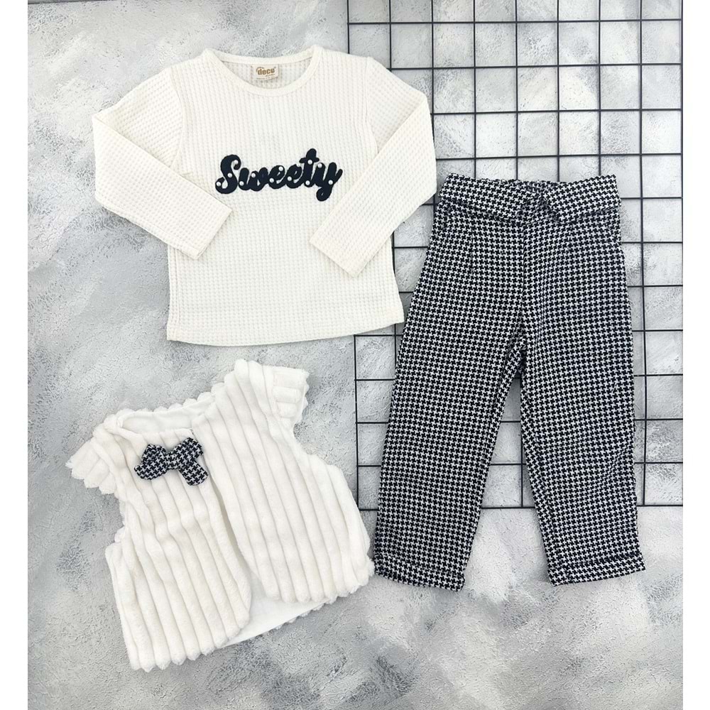 DECO 56436 SWEEAT YELEKLİ EKOSE TAKIM - SİYAH - 3-4 YAŞ