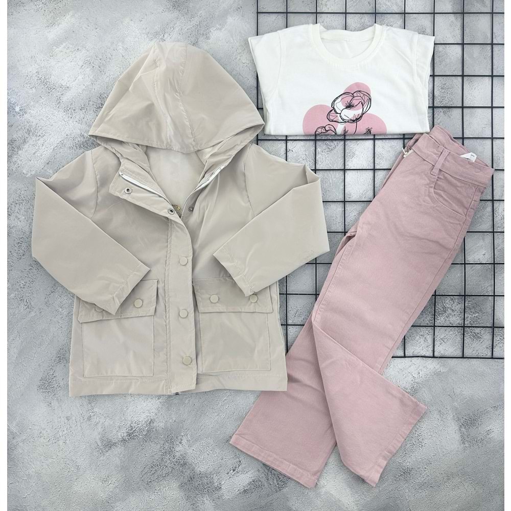 ECOO 3770 CEKETLİ KOT TAKIM - BEJ - 5 YAŞ