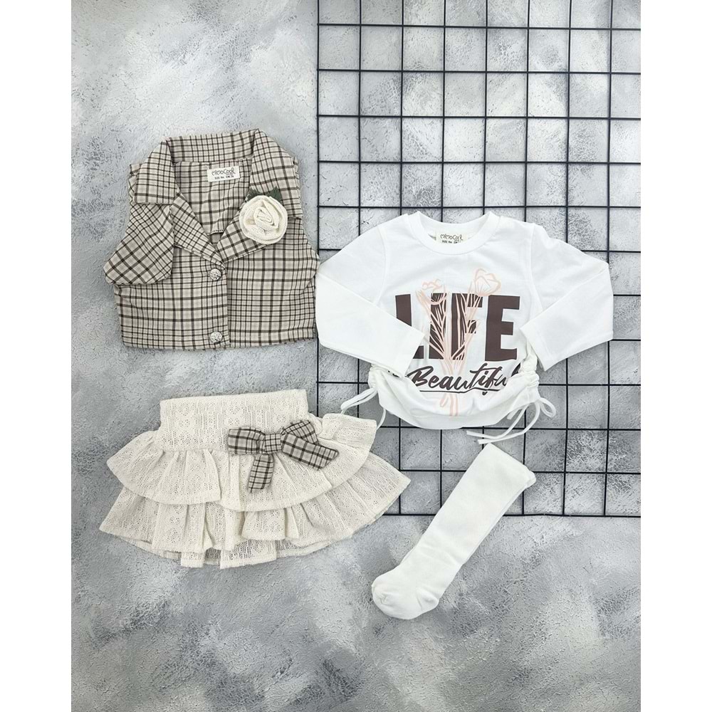 MİMO COOL 102 YELEKLİ ETEKLİ 4 LÜ TAKIM - KAHVE - 9 AY