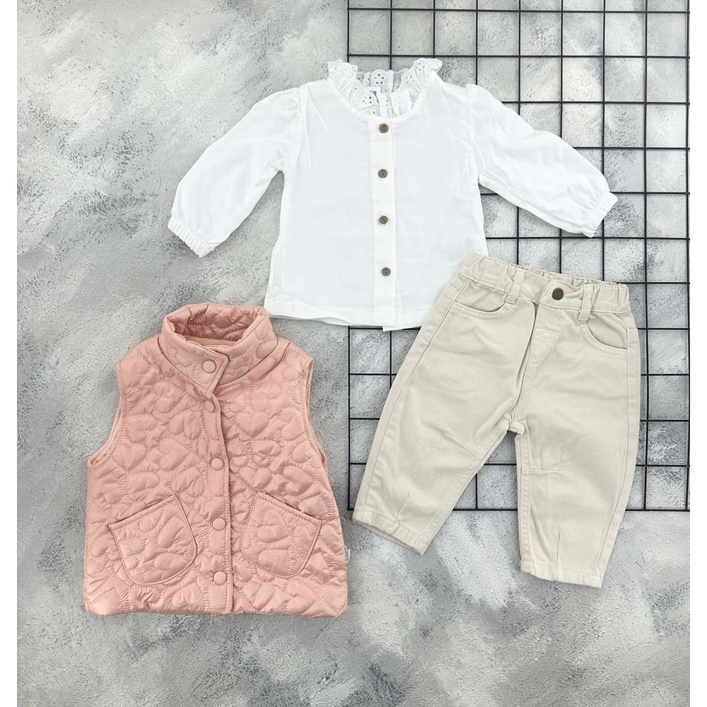 IGGY 26065 KALP YELEKLİ KOT TAKIM - SOMON - 9-12 AY