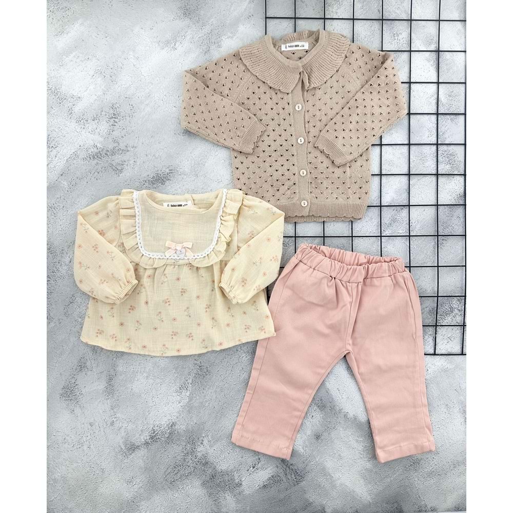 BEBİÇO 5428 TRİKO HIRKALI TAKIM - KAHVE - 6-9 AY