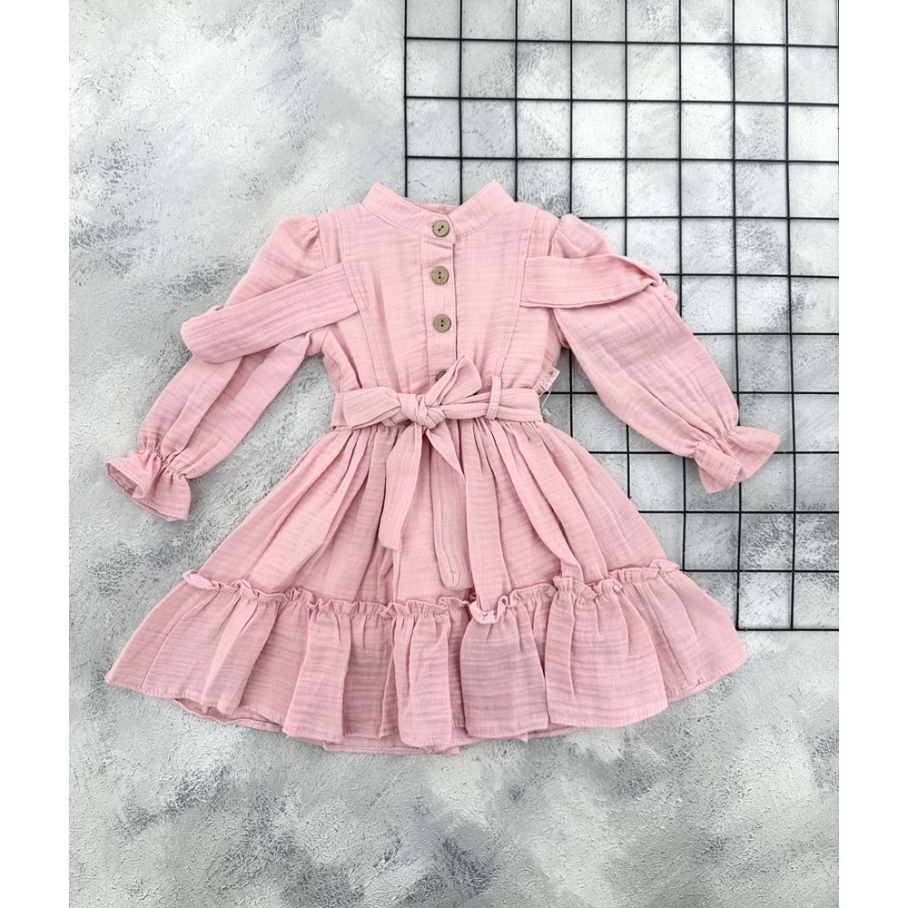 TİWİDO 2792 MÜSLİN ELBİSE - PEMBE - 2 YAŞ