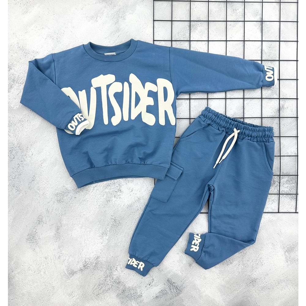 NAZAR 26198 AUTSİDER BASKILI MEVSİMLİK TAKIM - PETROL MAVİSİ - 5 YAŞ
