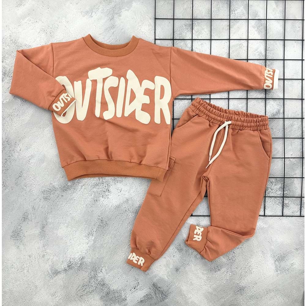 NAZAR 26198 AUTSİDER BASKILI MEVSİMLİK TAKIM - TURUNCU - 4 YAŞ