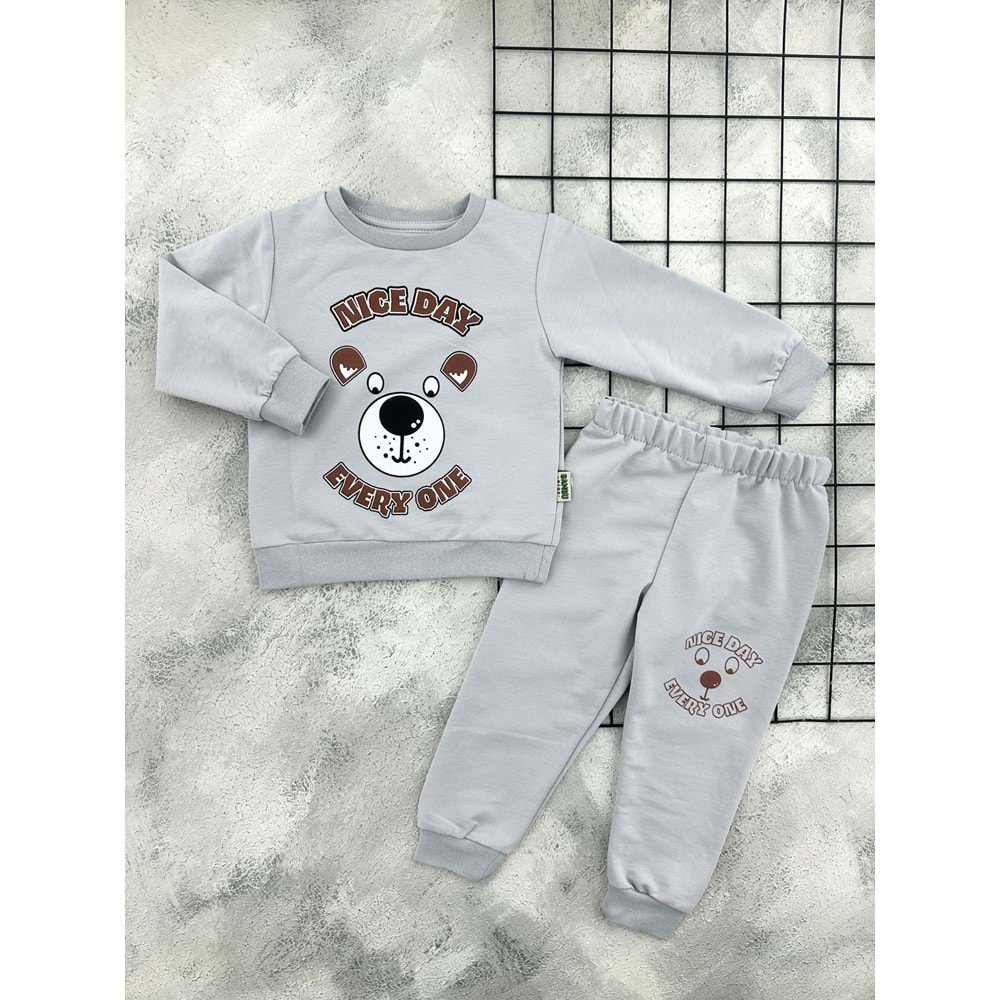 BAMBU 4533 NİCE DAY BASKILI MEVSİMLİK TAKIM - FÜME - 2 YAŞ