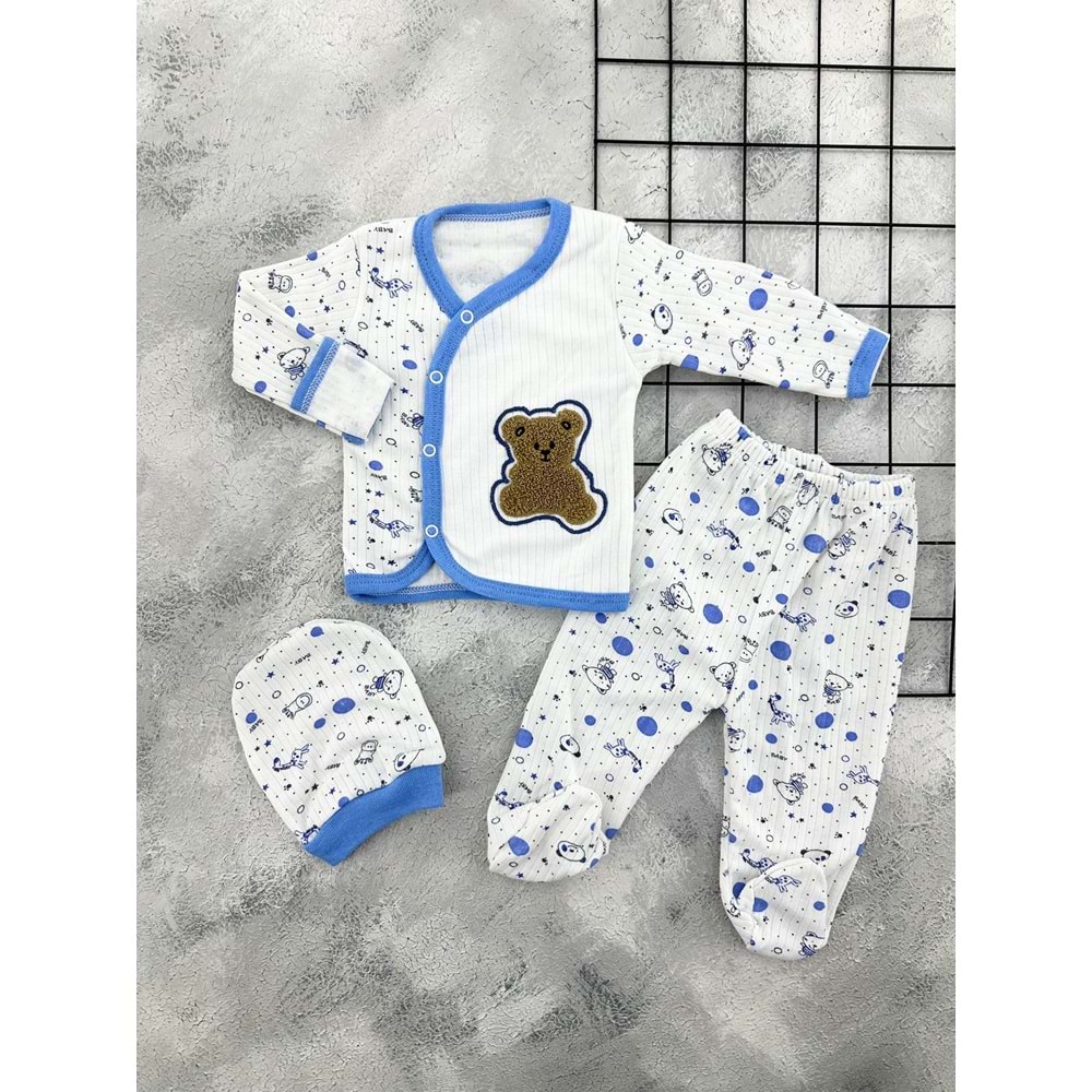 MSA 1208 OTURAN AYICIK 3 LÜ ZIBIN TAKIM - MAVİ - 0 AY