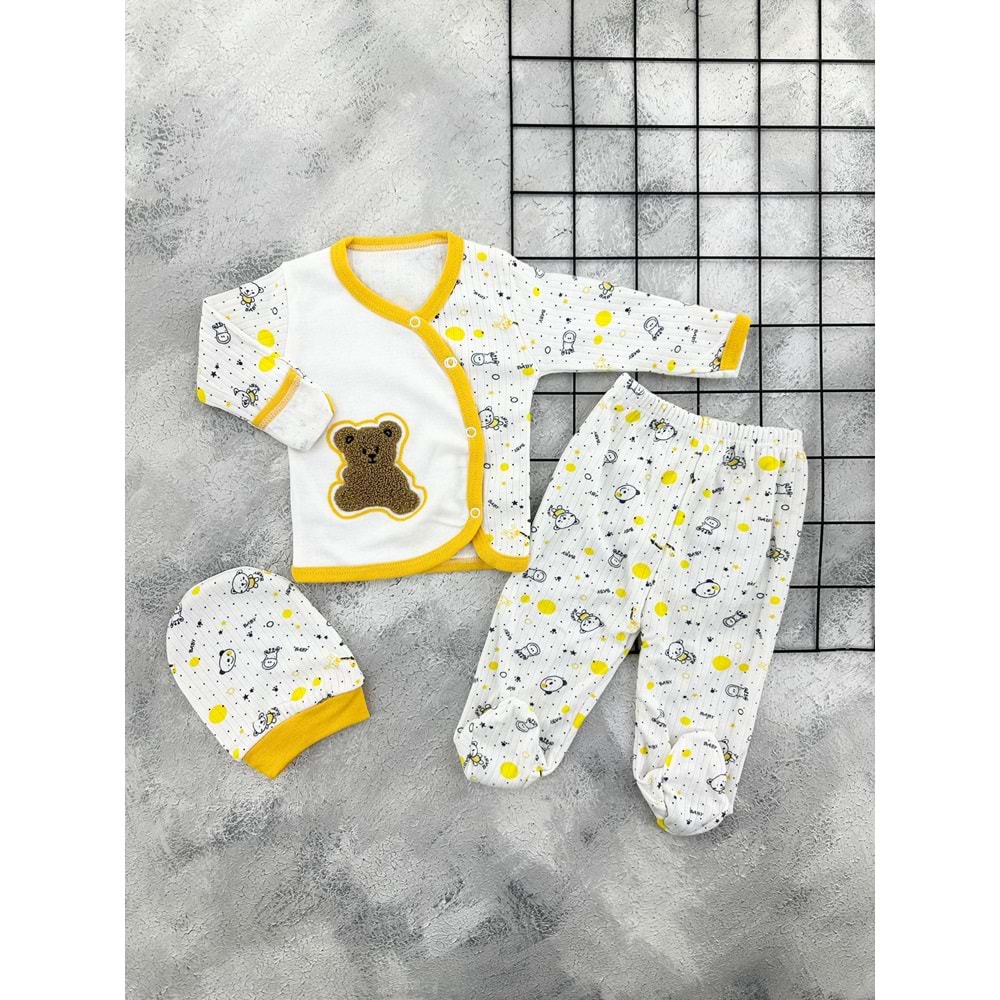 MSA 1208 OTURAN AYICIK 3 LÜ ZIBIN TAKIM - SARI - 0 AY