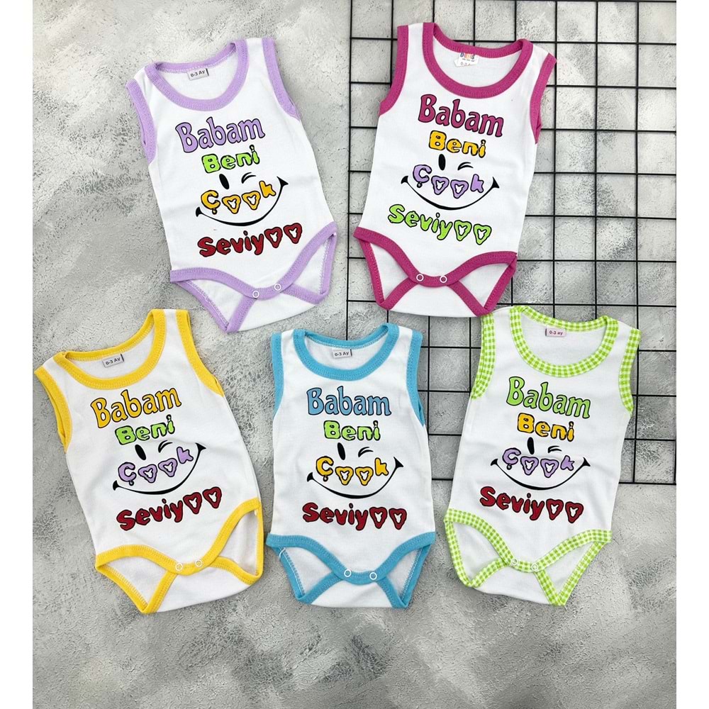 MSA BABAM BENİ ÇOK SEVİYOR YAZILI BADİ - MAVİ - 3 YAŞ