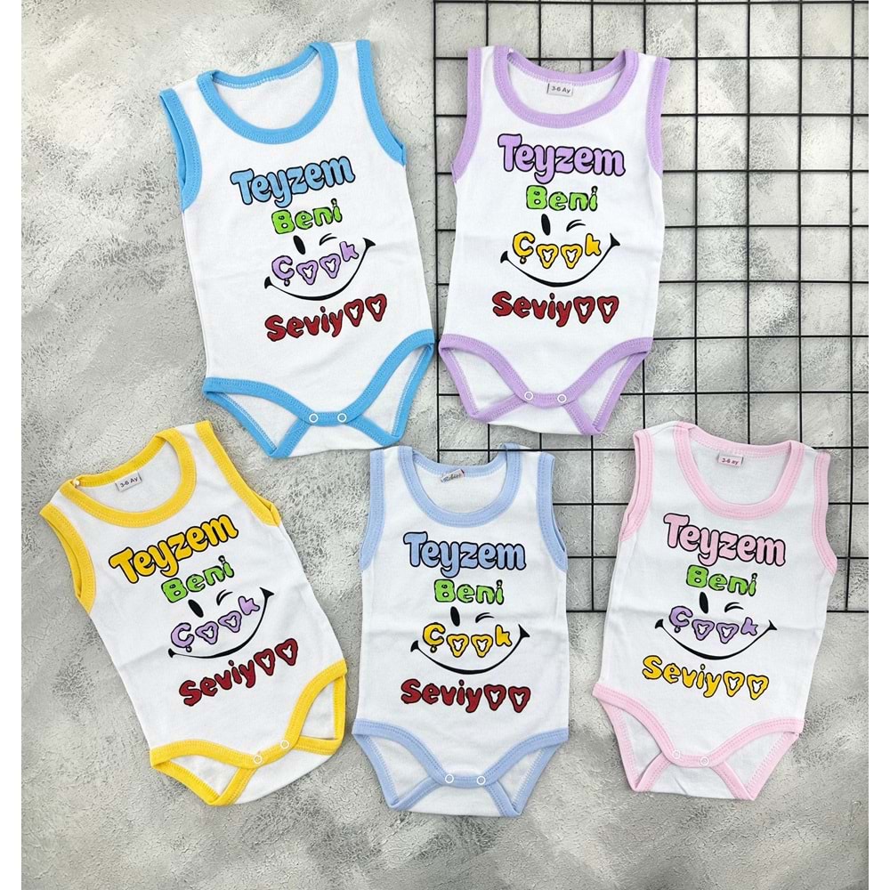 MSA TEYZEM BENİ ÇOK SEVİYOR YAZILI BADİ - FUŞYA - 2 YAŞ