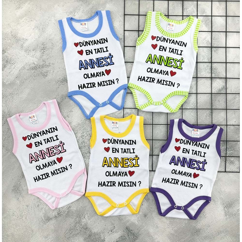 MSA DÜNYANIN EN TATLI ANNESİ YAZILI BADİ - PEMBE - 2 YAŞ