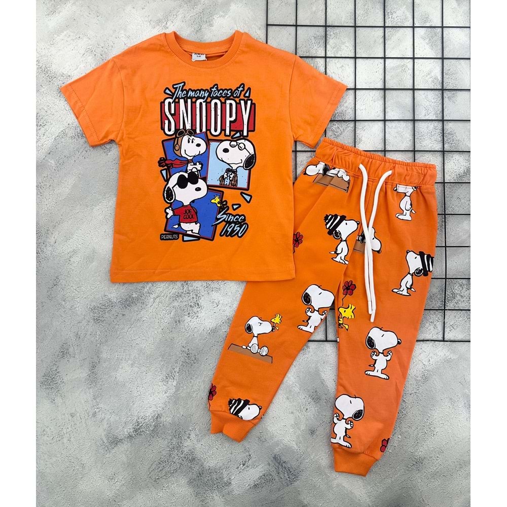 ZR 7024 SNOOPY BASKILI TAKIM (3-8 YAŞ) - TURUNCU - 4-5 YAŞ