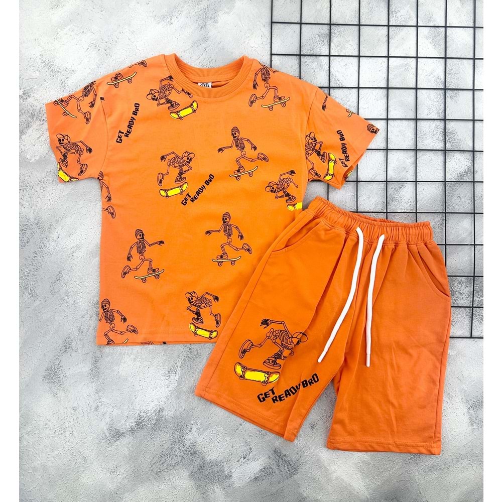 ZR 7026 İSKELET KAYKAY BASKILI TAKIM - TURUNCU - 8-9 YAŞ