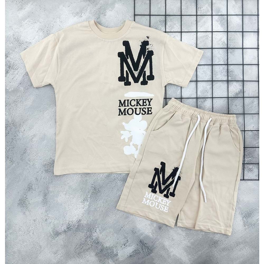 ZR 7027 MİCKEY MOUSE BASKILI TAKIM - BEJ - 10-11 YAŞ
