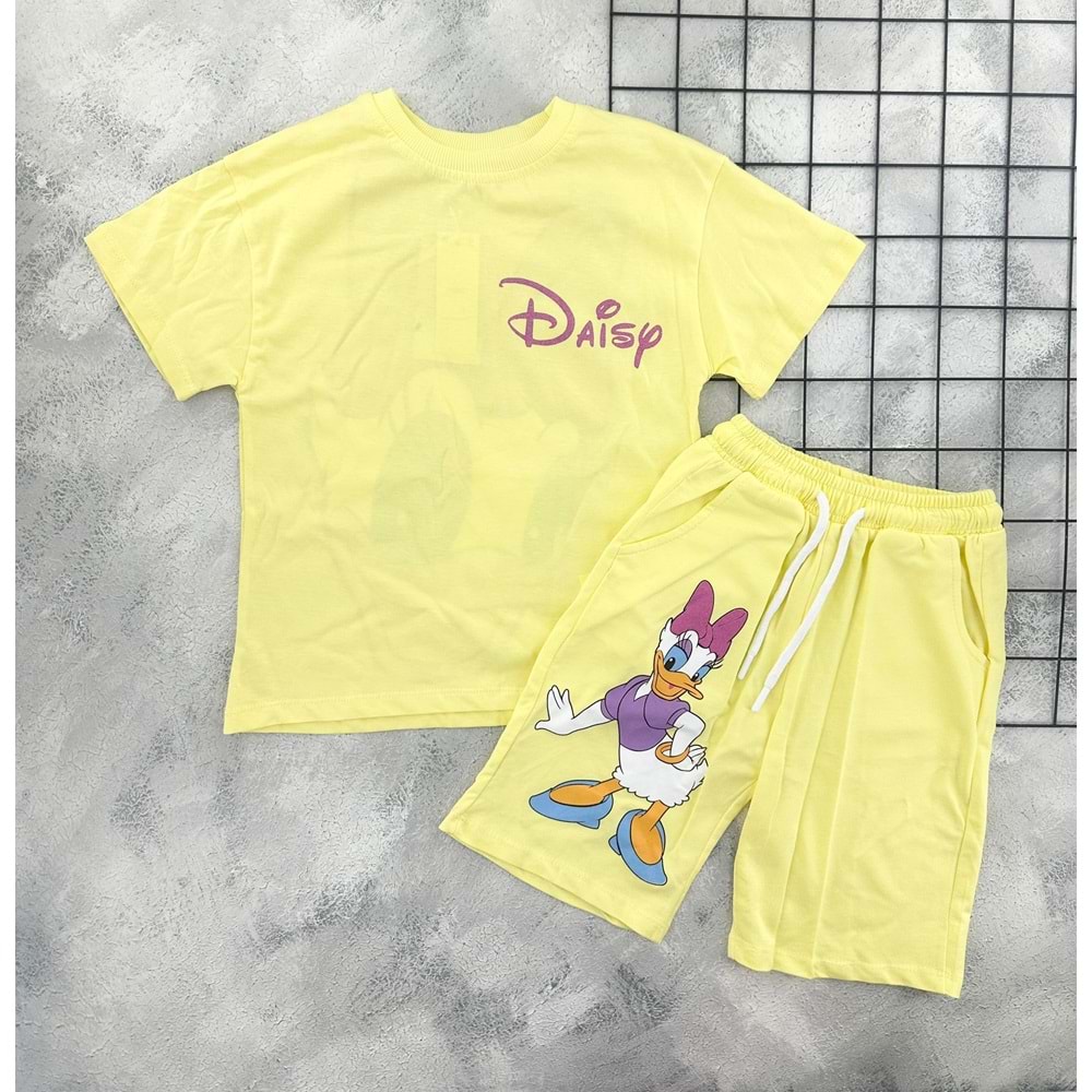 ZR 7030 DAİSY SIRT BASKILI ŞORT TAKIM - SARI - 10-11 YAŞ