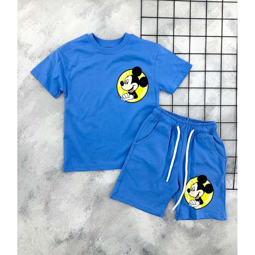 ZR 7038 DİSNEP BASKILI ŞORT TAKIM - MAVİ - 6-7 YAŞ