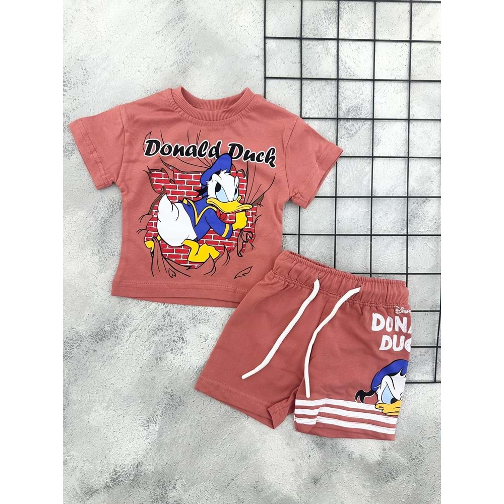ZR 7042 DONALD DUCK ŞORT TAKIM - KİREMİT - 6 AY