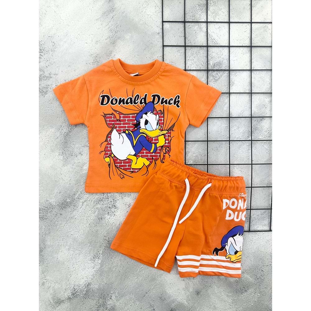 ZR 7042 DONALD DUCK ŞORT TAKIM - TURUNCU - 9 AY