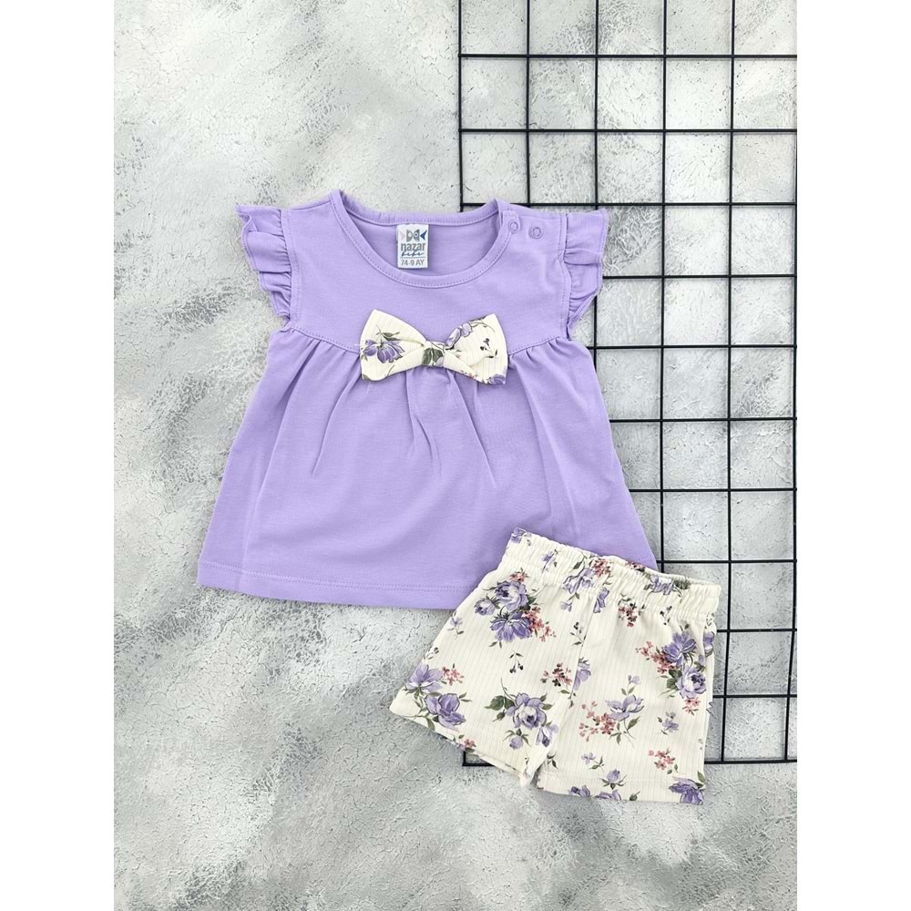 NAZAR 26541 FİYONKLU ŞORT TAKIM - LİLA - 18 AY