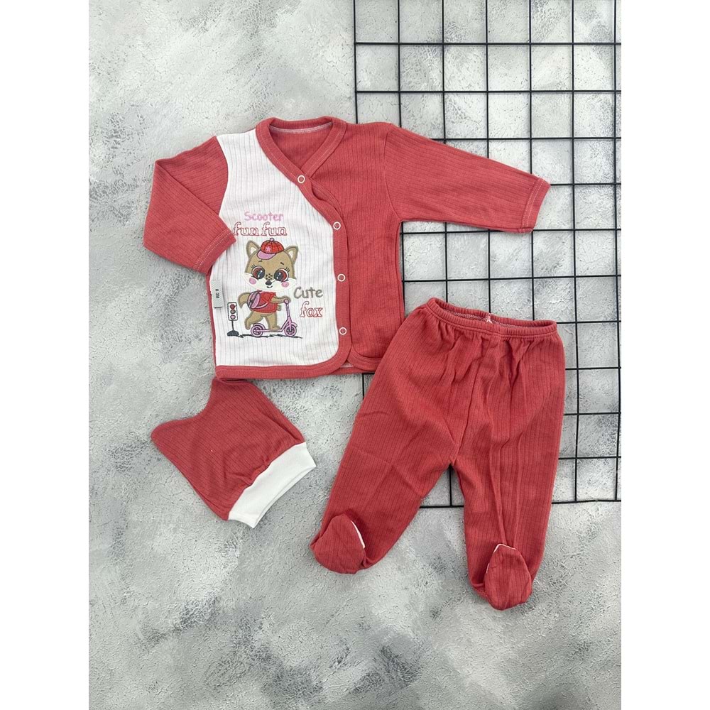BEYZİ KİDS SCOOTER KEDİ NAKIŞLI 3 ZÜ ZIBIN SET - KIRMIZI - 0-3 AY
