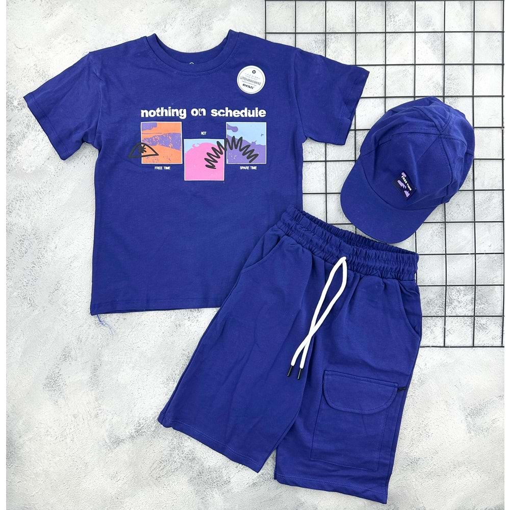 CIVILTI 3557 FREE TİME BASKILI ŞORT TAKIM - LACİ - 8-9 YAŞ