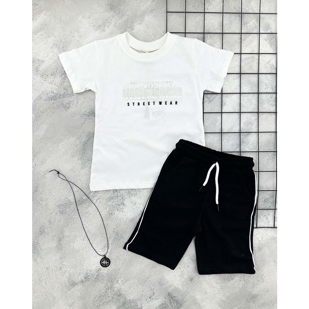 CIVILTI 3544 REALTY BASKILI ŞORT TAKIM - KREM - 3-4 YAŞ